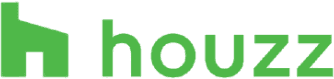 Houzz green house-icon wordmark logo on a white background