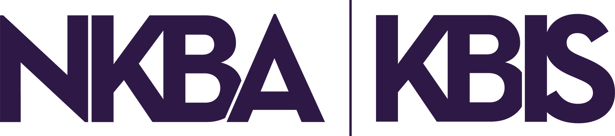 NKBA and KBIS purple wordmark logos on a white background